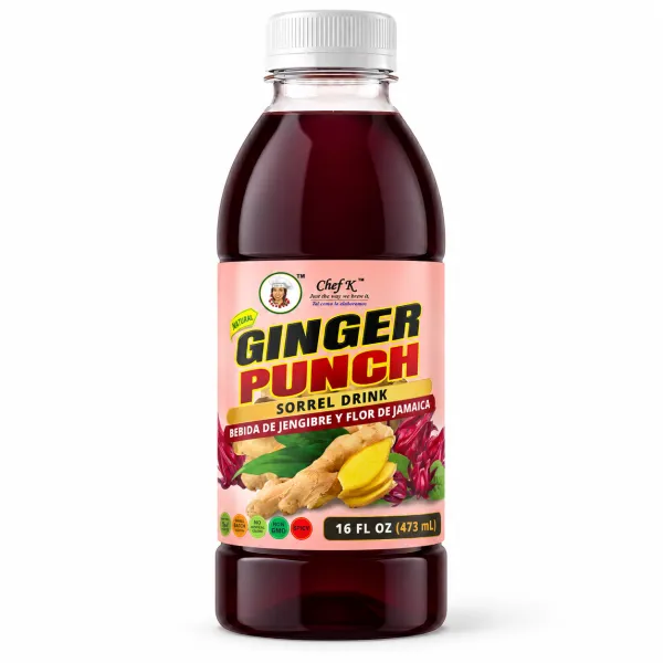 Chef K, Inc. | Ginger Punch with Fresh Sorrel | Refreshing Herbal Beverage - 16 oz