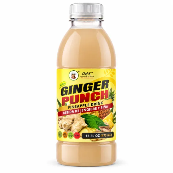 Chef K, Inc. | Ginger Punch with Pineapple – Tropical Ginger Beverage - 16 oz