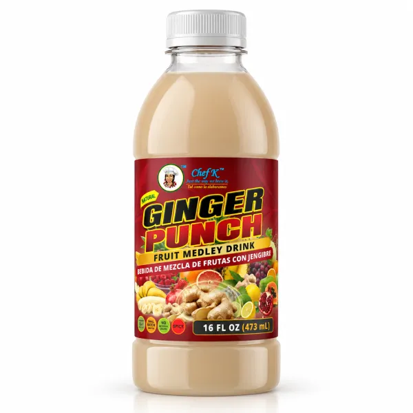 Chef K, Inc. | Ginger Punch with Fruit Medley – Fresh Ginger & Mixed Fruit- 16 oz